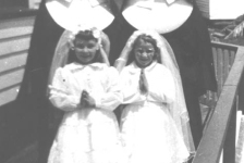 236: l-r Srs. Hildegarde and Camillus; Judy Ryan and Myra Carroll. First Communion. Mary Webber's  house in the background. (circa 1957) [courtesy of Marg (Ryan) Martin]  - Judy daughter of Francis Ryan &amp;amp; Elizabeth Barry; Myra daughter of Michael Carroll &amp;amp;  Josephine Barry; Srs. Hildegarde (Rose) and Camillus (Elizabeth) daughters of Patrick Dunphy  &amp;amp; Anastasia (Fitzgerald) McCarthy